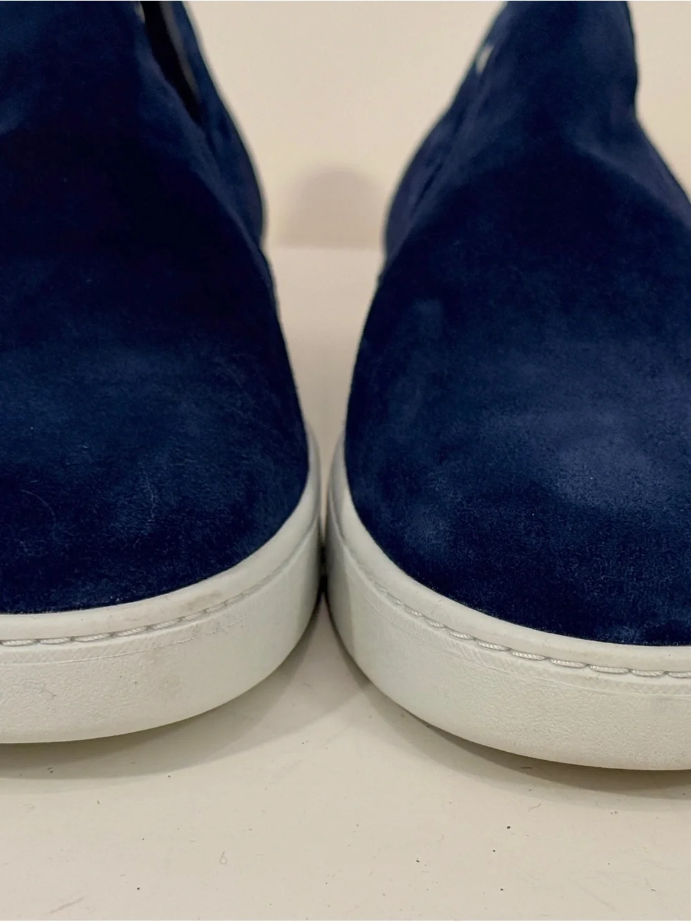 Prada Navy Suede Slip-On Loafers